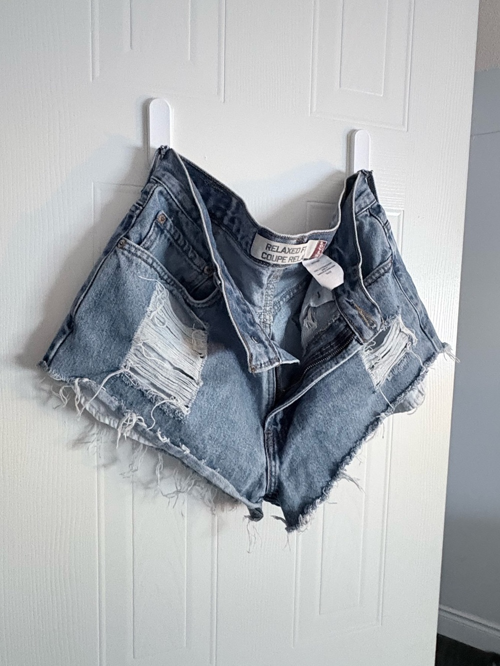 Levi's Distressed Light Blue Denim Cutoff Shorts